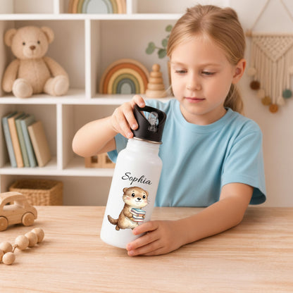 Trinkflasche Kinder personalisiert mit Namen | Otter Kinder Trinkflasche Edelstahl