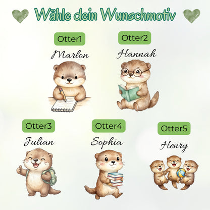 Trinkflasche Kinder personalisiert mit Namen | Otter Kinder Trinkflasche Edelstahl