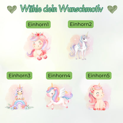 Einhorn Trinkflasche Kinder personalisiert mit Namen | Edelstahl Kinder Trinkflasche mit Strohhalm