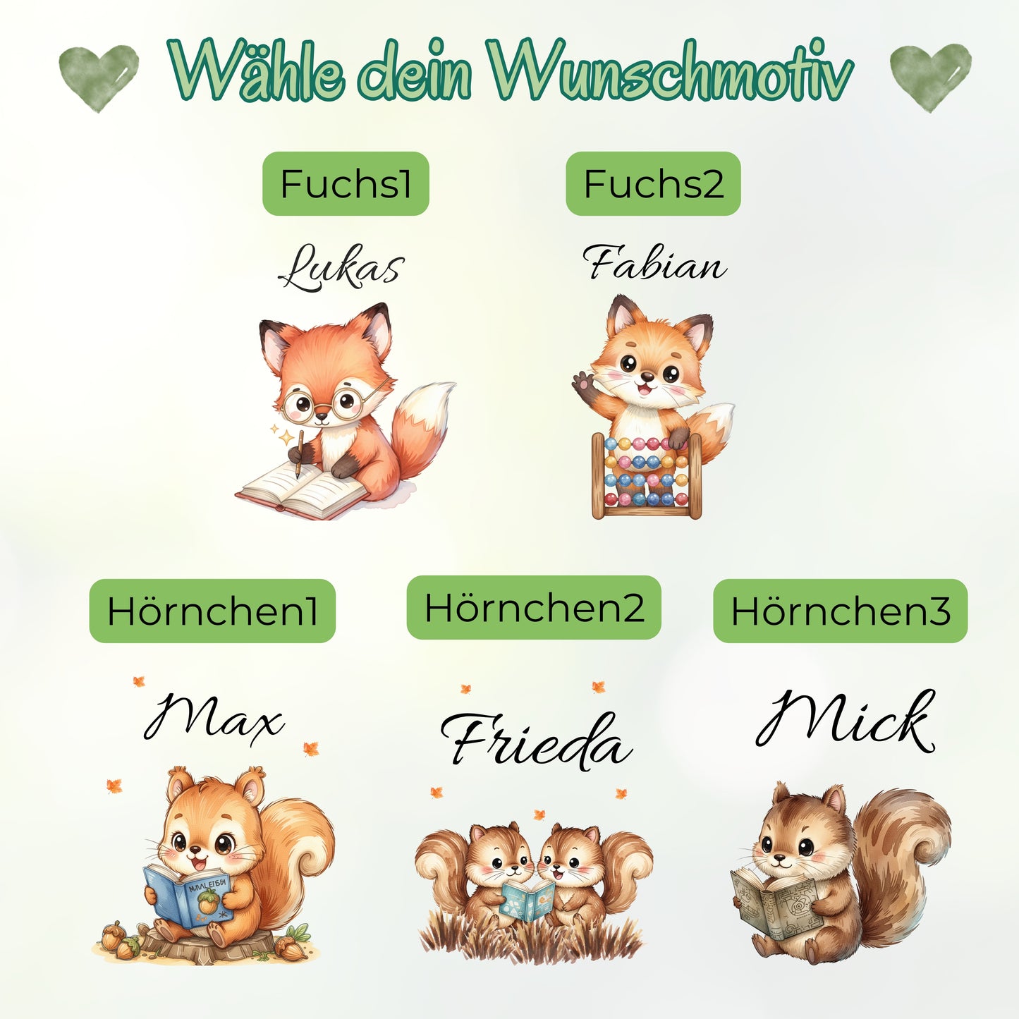 Personalisierte Trinkflasche Kinder mit Namen | Fuchs & Eichhörnchen Edelstahl Kinder Trinkflasche mit Strohhalm | Kindergarten Schule