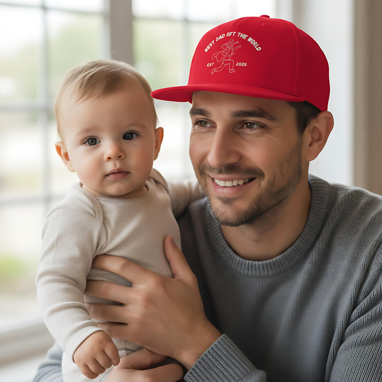 Papa Cap personalisiert Best Dad of the World | Superhelden Snapback Cap Geschenk Papa