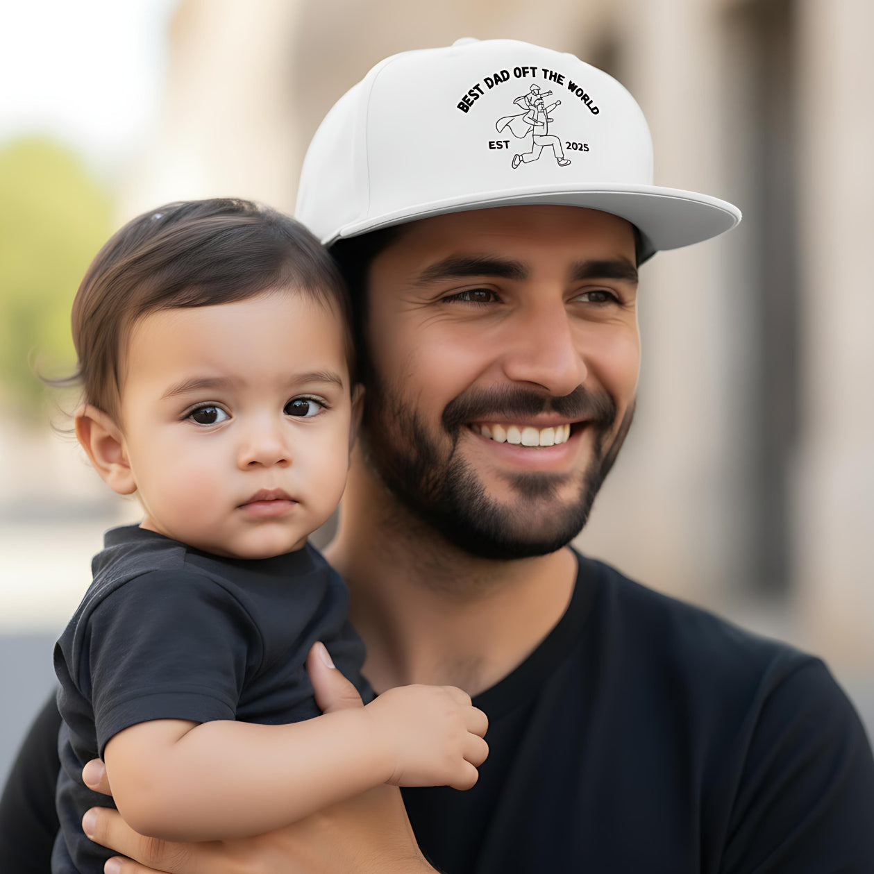 Papa Cap personalisiert Best Dad of the World | Superhelden Snapback Cap Geschenk Papa