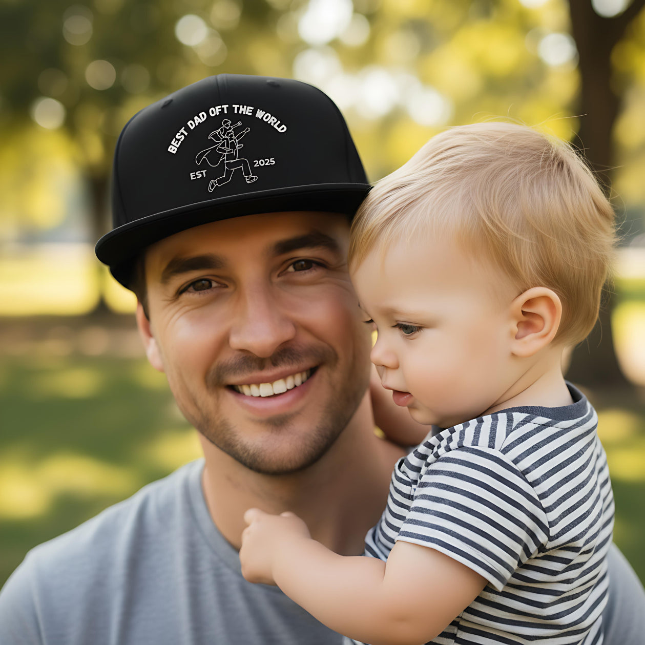 Papa Cap personalisiert Best Dad of the World | Superhelden Snapback Cap Geschenk Papa