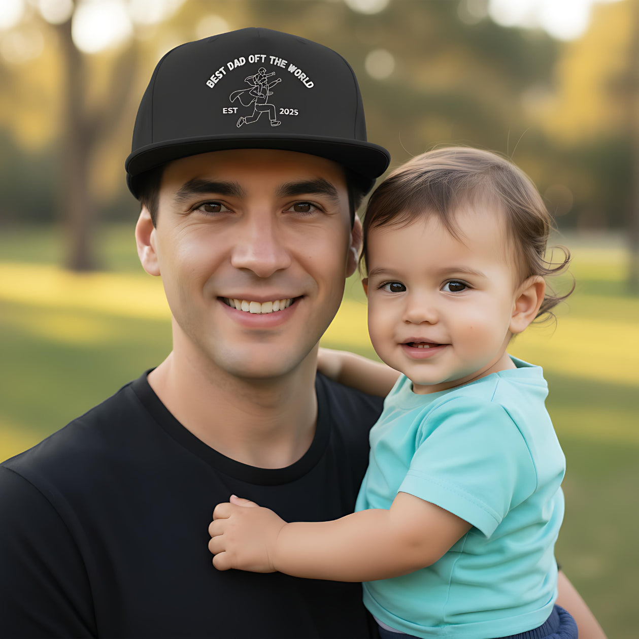 Papa Cap personalisiert Best Dad of the World | Superhelden Snapback Cap Geschenk Papa