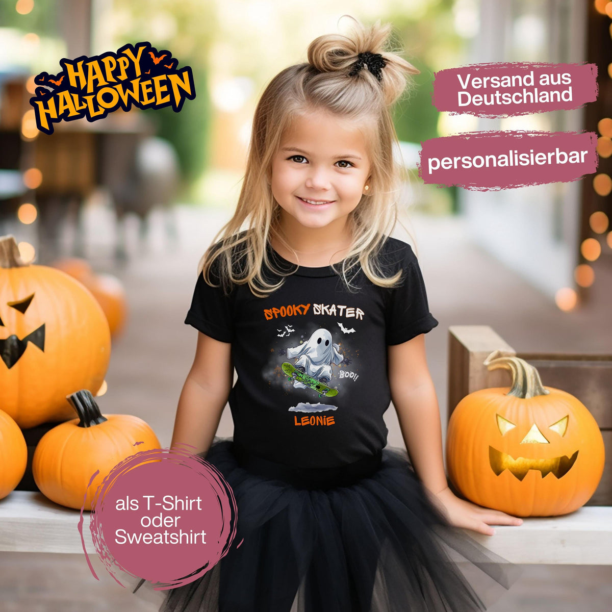 Halloween T-Shirt oder Sweatshirt für Kinder – ideal für „Süßes oder Saures“! Dein Kind ist perfekt gekleidet für Halloween mit diesem bequemen Shirt oder Pullover in Schwarz oder Weiß. Niedliches Design für Jungen & Mädchen, ideal für Halloween Partys, Kindergarten & das erste Halloween. Beliebt als „mein erstes Halloween“ Outfit oder Halloween Kleidung für Kinder. Auch als langarm Shirt für kühlere Tage geeignet. Ein Must-have für kleine Gruselfans! 🎃