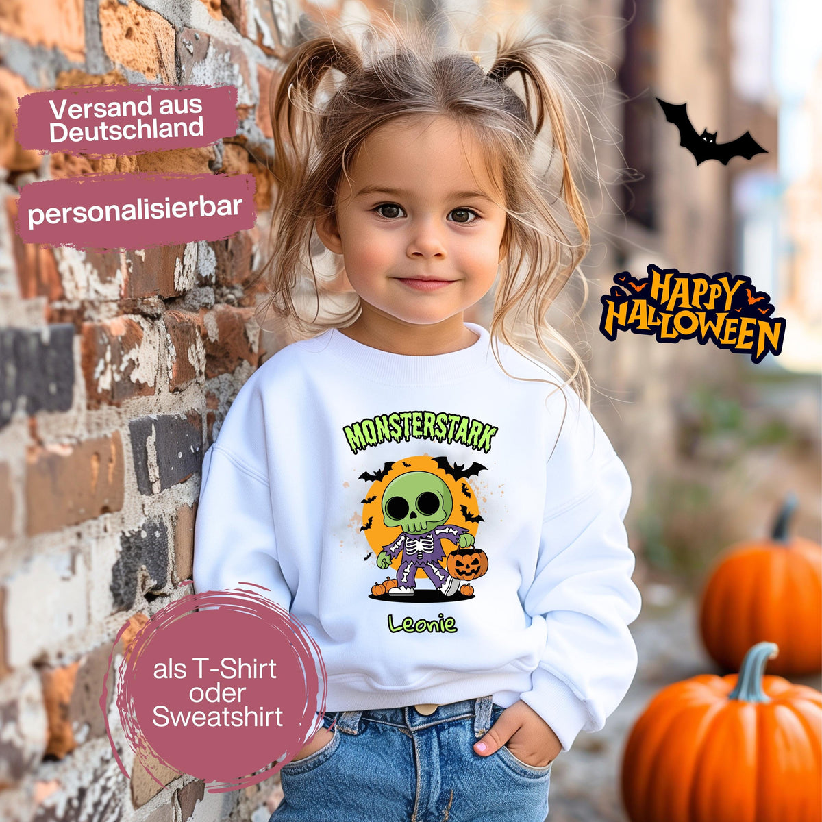 Halloween T-Shirt oder Sweatshirt für Kinder – ideal für „Süßes oder Saures“! Dein Kind ist perfekt gekleidet für Halloween mit diesem bequemen Shirt oder Pullover in Schwarz oder Weiß. Niedliches Design für Jungen & Mädchen, ideal für Halloween Partys, Kindergarten & das erste Halloween. Beliebt als „mein erstes Halloween“ Outfit oder Halloween Kleidung für Kinder. Auch als langarm Shirt für kühlere Tage geeignet. Ein Must-have für kleine Gruselfans! 🎃