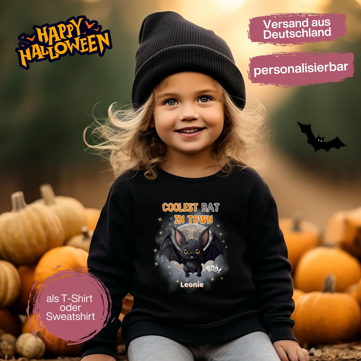 Halloween T-Shirt oder Sweatshirt für Kinder – ideal für „Süßes oder Saures“! Dein Kind ist perfekt gekleidet für Halloween mit diesem bequemen Shirt oder Pullover in Schwarz oder Weiß. Niedliches Design für Jungen & Mädchen, ideal für Halloween Partys, Kindergarten & das erste Halloween. Beliebt als „mein erstes Halloween“ Outfit oder Halloween Kleidung für Kinder. Auch als langarm Shirt für kühlere Tage geeignet. Ein Must-have für kleine Gruselfans! 🎃