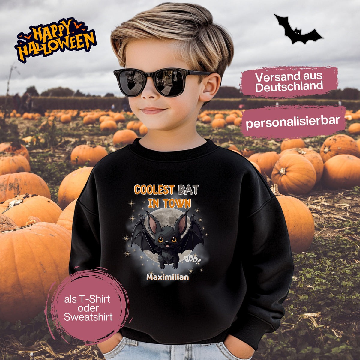 Halloween T-Shirt oder Sweatshirt für Kinder – ideal für „Süßes oder Saures“! Dein Kind ist perfekt gekleidet für Halloween mit diesem bequemen Shirt oder Pullover in Schwarz oder Weiß. Niedliches Design für Jungen & Mädchen, ideal für Halloween Partys, Kindergarten & das erste Halloween. Beliebt als „mein erstes Halloween“ Outfit oder Halloween Kleidung für Kinder. Auch als langarm Shirt für kühlere Tage geeignet. Ein Must-have für kleine Gruselfans! 🎃