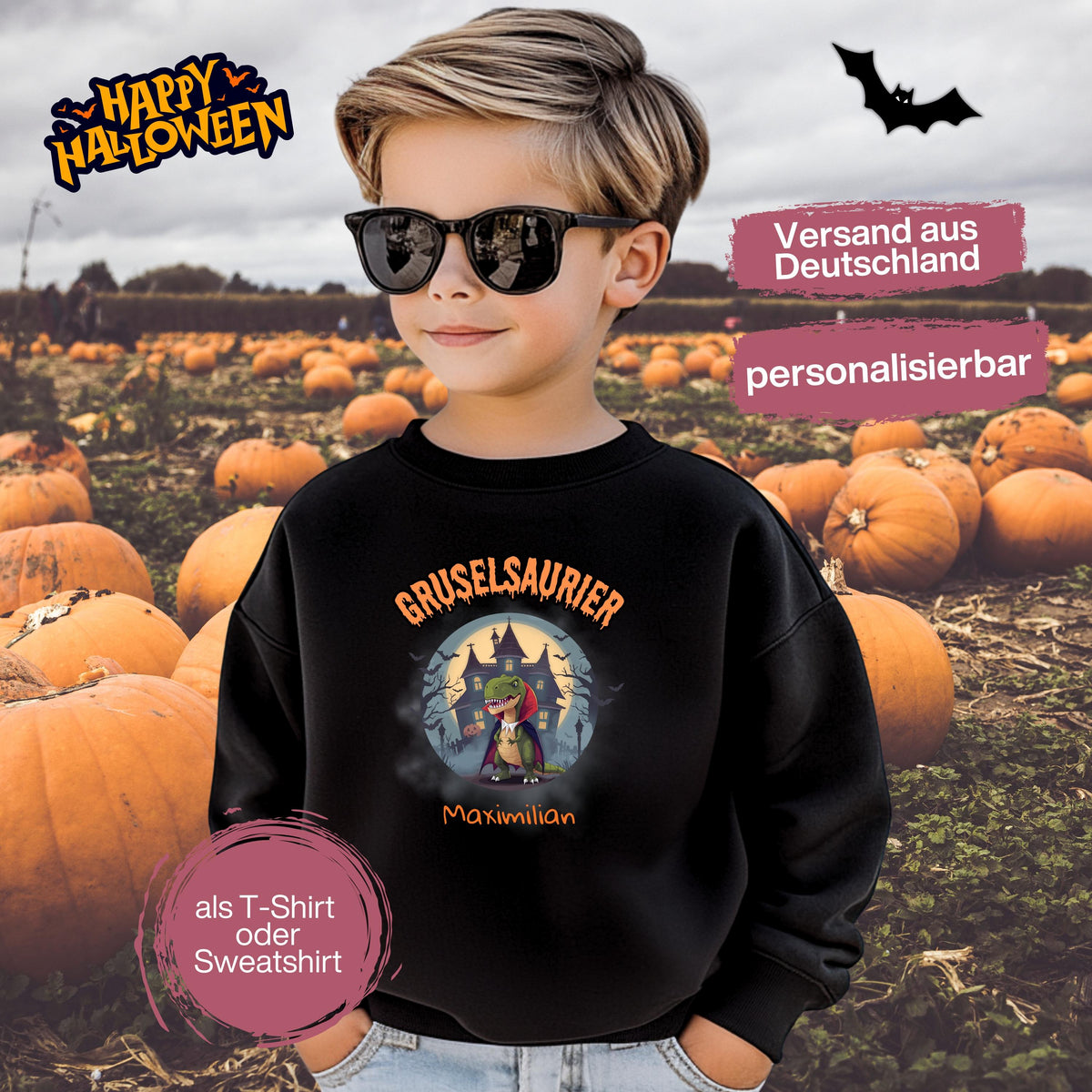 Halloween T-Shirt oder Sweatshirt für Kinder – ideal für „Süßes oder Saures“! Dein Kind ist perfekt gekleidet für Halloween mit diesem bequemen Shirt oder Pullover in Schwarz oder Weiß. Niedliches Design für Jungen & Mädchen, ideal für Halloween Partys, Kindergarten & das erste Halloween. Beliebt als „mein erstes Halloween“ Outfit oder Halloween Kleidung für Kinder. Auch als langarm Shirt für kühlere Tage geeignet. Ein Must-have für kleine Gruselfans! 🎃