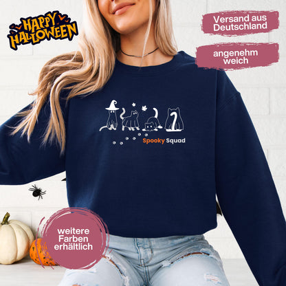 Hochwertiges Halloween Outfit für Damen und Herren – gemütlicher Halloween Pullover und Halloween Sweatshirt, ideal als Halloween Outfit Damen, Halloween Outfit Herren oder Halloween Outfit Frauen. Angesagte Halloween Sweaters und Halloween Pullis für Herbst und Party. Sweatshirts Halloween in verschiedenen Farben, auch als Kürbis Pullover Damen erhältlich. Bequemes Halloween Sweatshirt Damen und Herren – perfektes Halloween Outfit Männer. Halloween Katzen Pullover Spooky Squad Katzenliebhaber