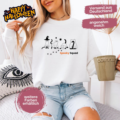 Hochwertiges Halloween Outfit für Damen und Herren – gemütlicher Halloween Pullover und Halloween Sweatshirt, ideal als Halloween Outfit Damen, Halloween Outfit Herren oder Halloween Outfit Frauen. Angesagte Halloween Sweaters und Halloween Pullis für Herbst und Party. Sweatshirts Halloween in verschiedenen Farben, auch als Kürbis Pullover Damen erhältlich. Bequemes Halloween Sweatshirt Damen und Herren – perfektes Halloween Outfit Männer. Halloween Katzen Pullover Spooky Squad Katzenliebhaber