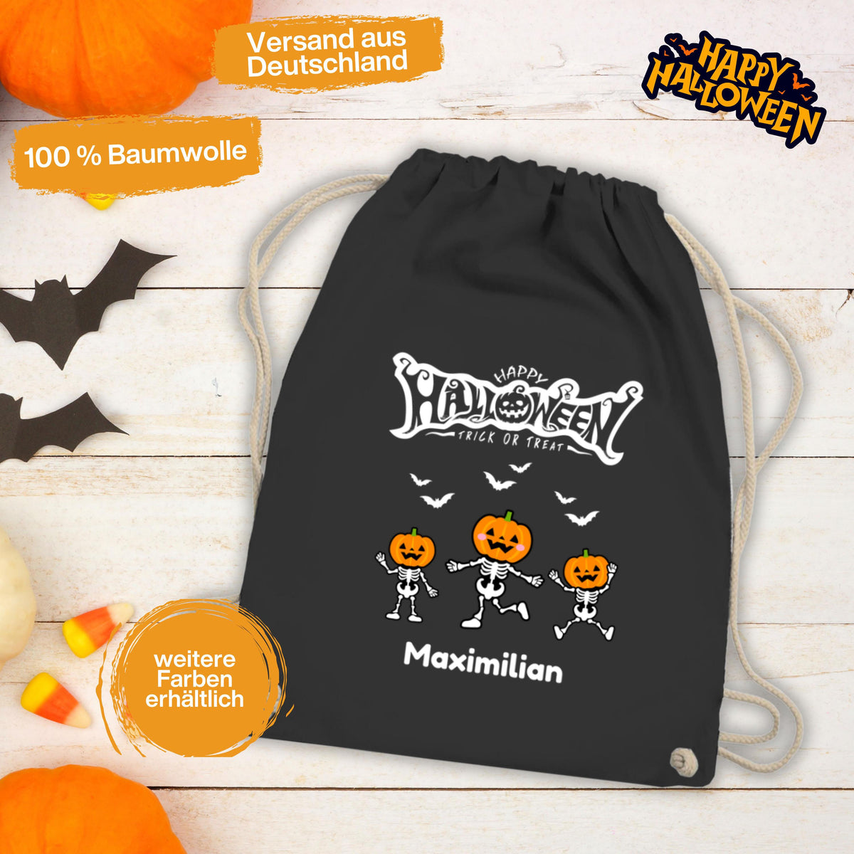 Halloween Tasche Kinder – personalisierter Turnbeutel für Süßes oder Saures. Perfekt als Halloween Stoffbeutel, Jutebeutel oder Sammelbeutel zum Trick or Treat. Nachhaltige Alternative zur Plastiktüte, robust, langlebig und wiederverwendbar. Ideal für Kinder zum Sammeln von Süßigkeiten, als Halloween Goodie Bag oder Partytasche. Personalisierbar mit Namen, dadurch einzigartig. Praktische Halloween Süßigkeiten Tasche für Kinderkostüm, Schule, Party und Süßigkeitenjagd.