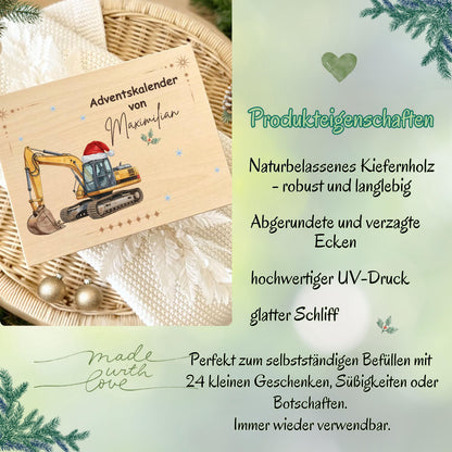 Personalisierte Adventskiste Holz mit Namen – edler Adventskalender ohne Inhalt zum Selbstbefüllen. Diese hochwertige Holzkiste Weihnachten ist robust, wiederverwendbar und dekorativ. Perfekt als DIY-Adventskalender Holz für Kinder, Eltern oder Partner. Mit Platz für 24 Geschenke und nachhaltiger Fertigung ist sie eine zeitlose Alternative zu klassischen Adventskalendern. Adventskiste Holz personalisiert – einzigartig, langlebig und liebevoll gestaltet. Geschenkbox Holz Weihnachten Advent
