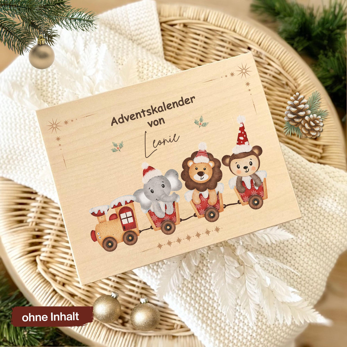 Nachhaltiger Adventskalender Holz personalisiert mit Namen – Adventskiste Weihnachten ohne Inhalt, ideal zum Selbstbefüllen. Diese wiederverwendbare Holzkiste ist robust, umweltfreundlich und ideal für kreative Familien, die ihren Advent individuell gestalten möchten. DIY-Adventskiste mit Gravur oder Druck – langlebig, hochwertig und stilvoll. Perfekt zum Befüllen mit Süßigkeiten, Briefen oder kleinen Geschenken. Personalisierte Adventskiste Holz für Familie, Kinder oder Paare