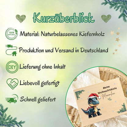 Geschenkbox Weihnachten aus Holz mit Namen – personalisierte Weihnachtskiste als Adventskalender, Aufbewahrungsbox oder Geschenkverpackung für Kinder und Erwachsene. Nachhaltig hergestellt und mit Liebe gestaltet, eignet sich die Holzkiste perfekt zum Befüllen mit Plätzchen, Schokolade oder kleinen Geschenken. Ob für Familie, Freunde oder Kollegen – diese dekorative Weihnachtsbox ist ein Highlight in jeder Weihnachtszeit und eine wertvolle Erinnerung für viele Feste.