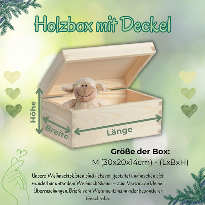 Personalisierte Adventskiste aus Holz mit Namen – hochwertige Weihnachtsbox als nachhaltige Geschenkverpackung, Aufbewahrungsbox oder DIY-Adventskalender zum Befüllen. Die Holzkiste Weihnachten bietet Platz für kleine Geschenke, Schokolade, Briefe oder Fotos und ist eine liebevolle Geschenkidee für Kinder, Familie oder Freunde. Hochwertig verarbeitet, wiederverwendbar und stilvoll – ein zeitloses, persönliches Weihnachtsgeschenk mit Erinnerungswert und festlichem Design.