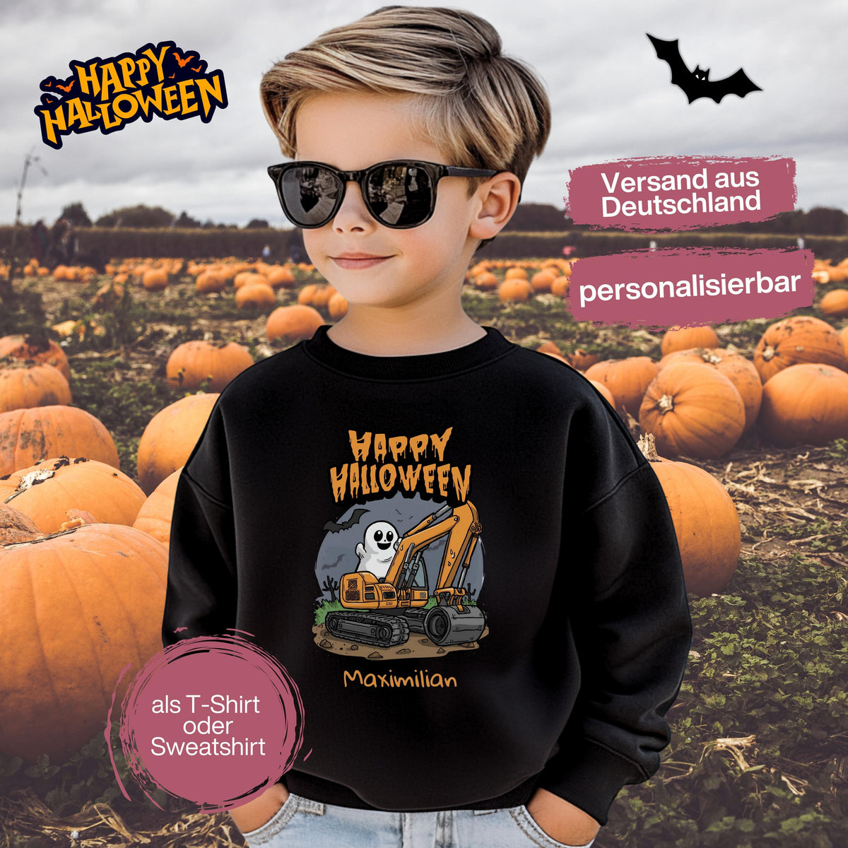 Halloween T-Shirt oder Sweatshirt für Kinder – ideal für „Süßes oder Saures“! Dein Kind ist perfekt gekleidet für Halloween mit diesem bequemen Shirt oder Pullover in Schwarz oder Weiß. Niedliches Design für Jungen & Mädchen, ideal für Halloween Partys, Kindergarten & das erste Halloween. Beliebt als „mein erstes Halloween“ Outfit oder Halloween Kleidung für Kinder. Auch als langarm Shirt für kühlere Tage geeignet. Ein Must-have für kleine Gruselfans! 🎃