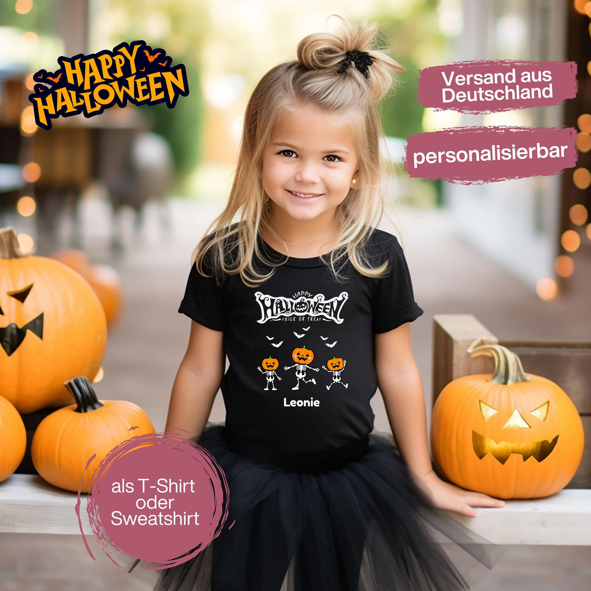 Halloween T-Shirt oder Sweatshirt für Kinder – ideal für „Süßes oder Saures“! Dein Kind ist perfekt gekleidet für Halloween mit diesem bequemen Shirt oder Pullover in Schwarz oder Weiß. Niedliches Design für Jungen & Mädchen, ideal für Halloween Partys, Kindergarten & das erste Halloween. Beliebt als „mein erstes Halloween“ Outfit oder Halloween Kleidung für Kinder. Auch als langarm Shirt für kühlere Tage geeignet. Ein Must-have für kleine Gruselfans! 🎃