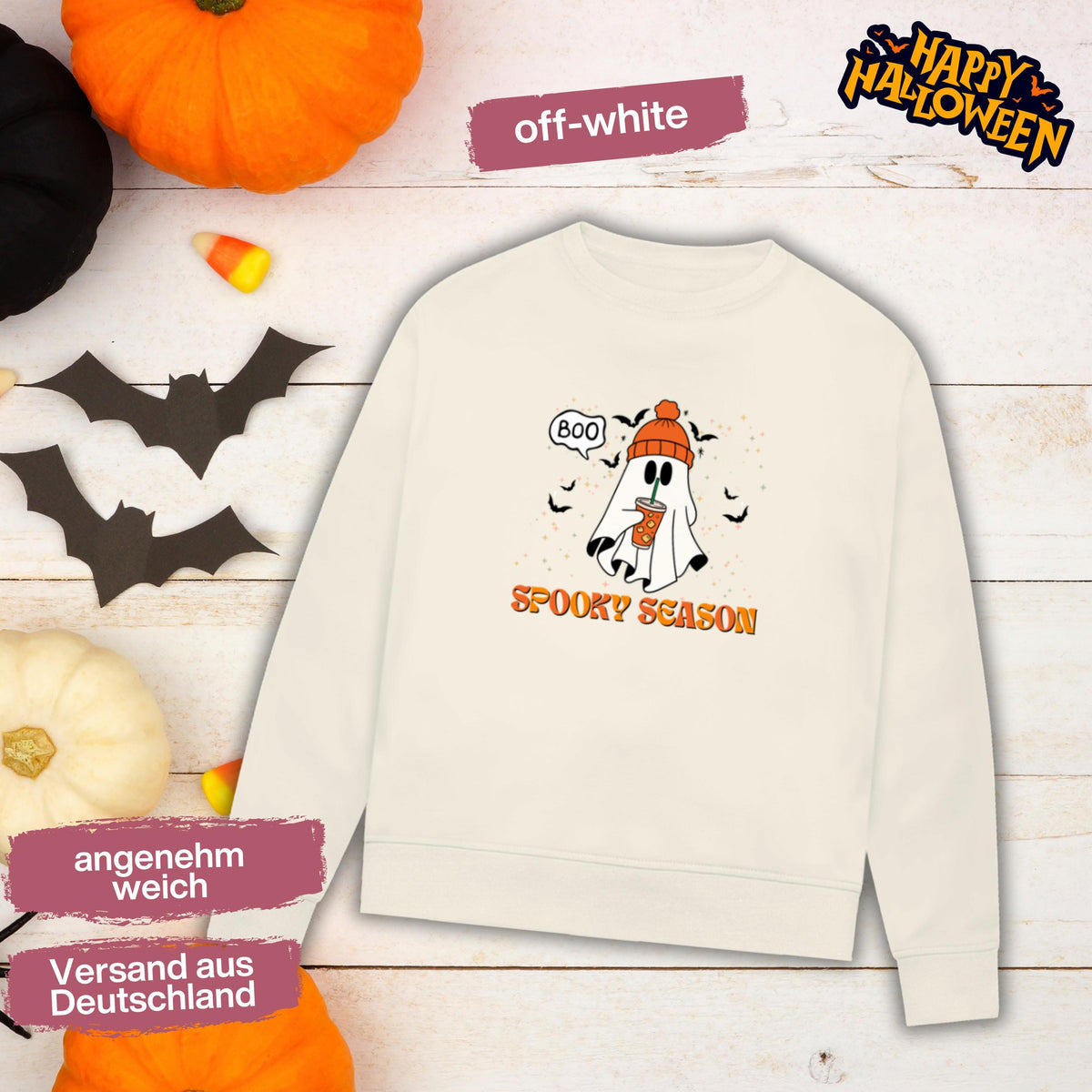 Hochwertiges Halloween Outfit für Damen und Herren – gemütlicher Halloween Pullover und Halloween Sweatshirt, ideal als Halloween Outfit Damen, Halloween Outfit Herren oder Halloween Outfit Frauen. Angesagte Halloween Sweaters und Halloween Pullis für Herbst und Party. Sweatshirts Halloween in verschiedenen Farben, auch als Kürbis Pullover Damen erhältlich. Bequemes Halloween Sweatshirt Damen und Herren – perfektes Halloween Outfit Männer. Halloween Pullover Geist Spooky Season