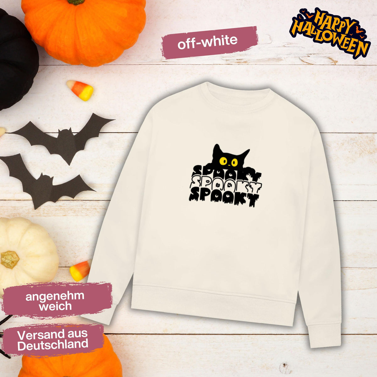 Hochwertiges Halloween Outfit für Damen und Herren – gemütlicher Halloween Pullover und Halloween Sweatshirt, ideal als Halloween Outfit Damen, Halloween Outfit Herren oder Halloween Outfit Frauen. Angesagte Halloween Sweaters und Halloween Pullis für Herbst und Party. Sweatshirts Halloween in verschiedenen Farben, auch als Kürbis Pullover Damen erhältlich. Bequemes Halloween Sweatshirt Damen und Herren – perfektes Halloween Outfit Männer. Halloween Pullover Katze Spooky Katzenliebhaber