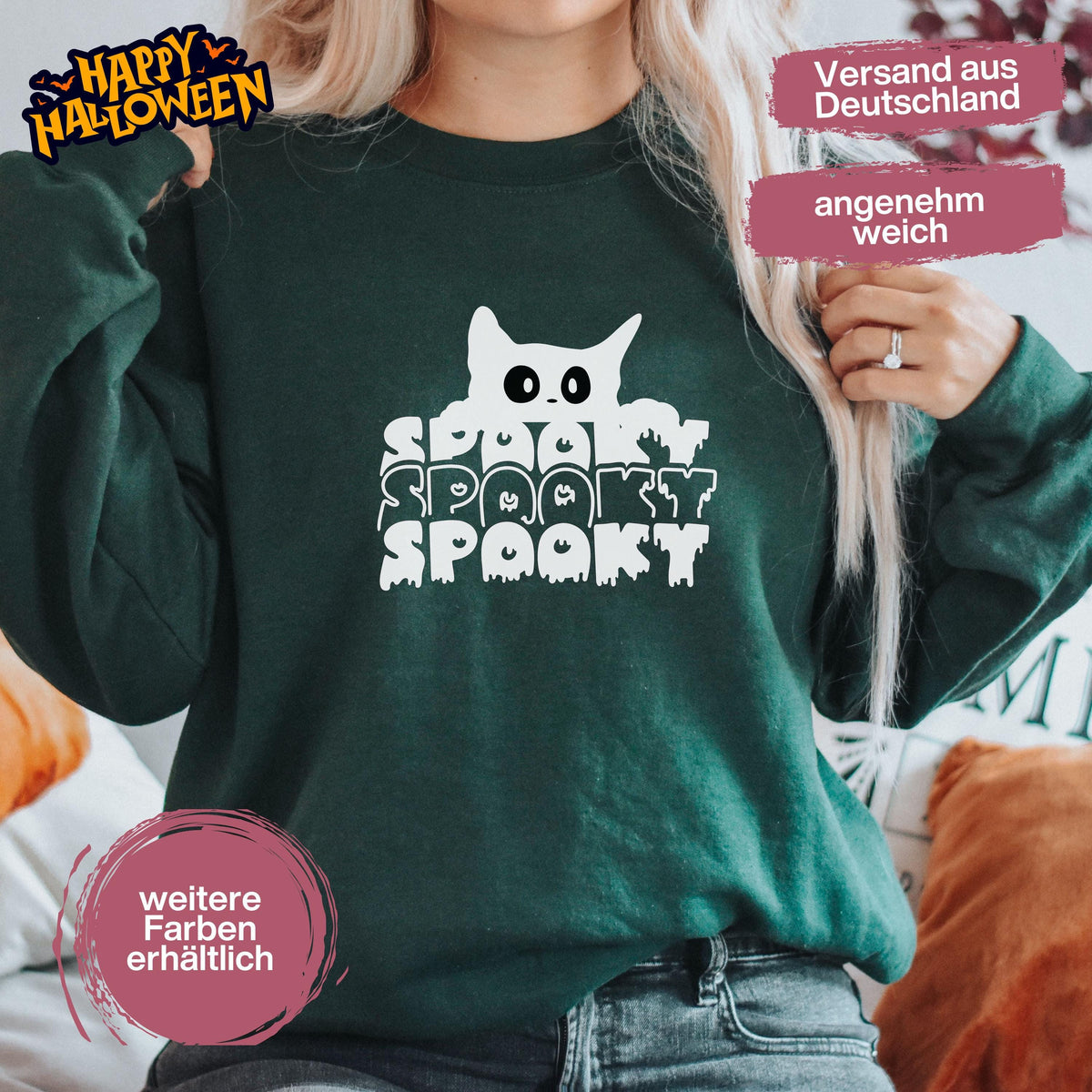 Hochwertiges Halloween Outfit für Damen und Herren – gemütlicher Halloween Pullover und Halloween Sweatshirt, ideal als Halloween Outfit Damen, Halloween Outfit Herren oder Halloween Outfit Frauen. Angesagte Halloween Sweaters und Halloween Pullis für Herbst und Party. Sweatshirts Halloween in verschiedenen Farben, auch als Kürbis Pullover Damen erhältlich. Bequemes Halloween Sweatshirt Damen und Herren – perfektes Halloween Outfit Männer. Halloween Pullover Katze Spooky Katzenliebhaber