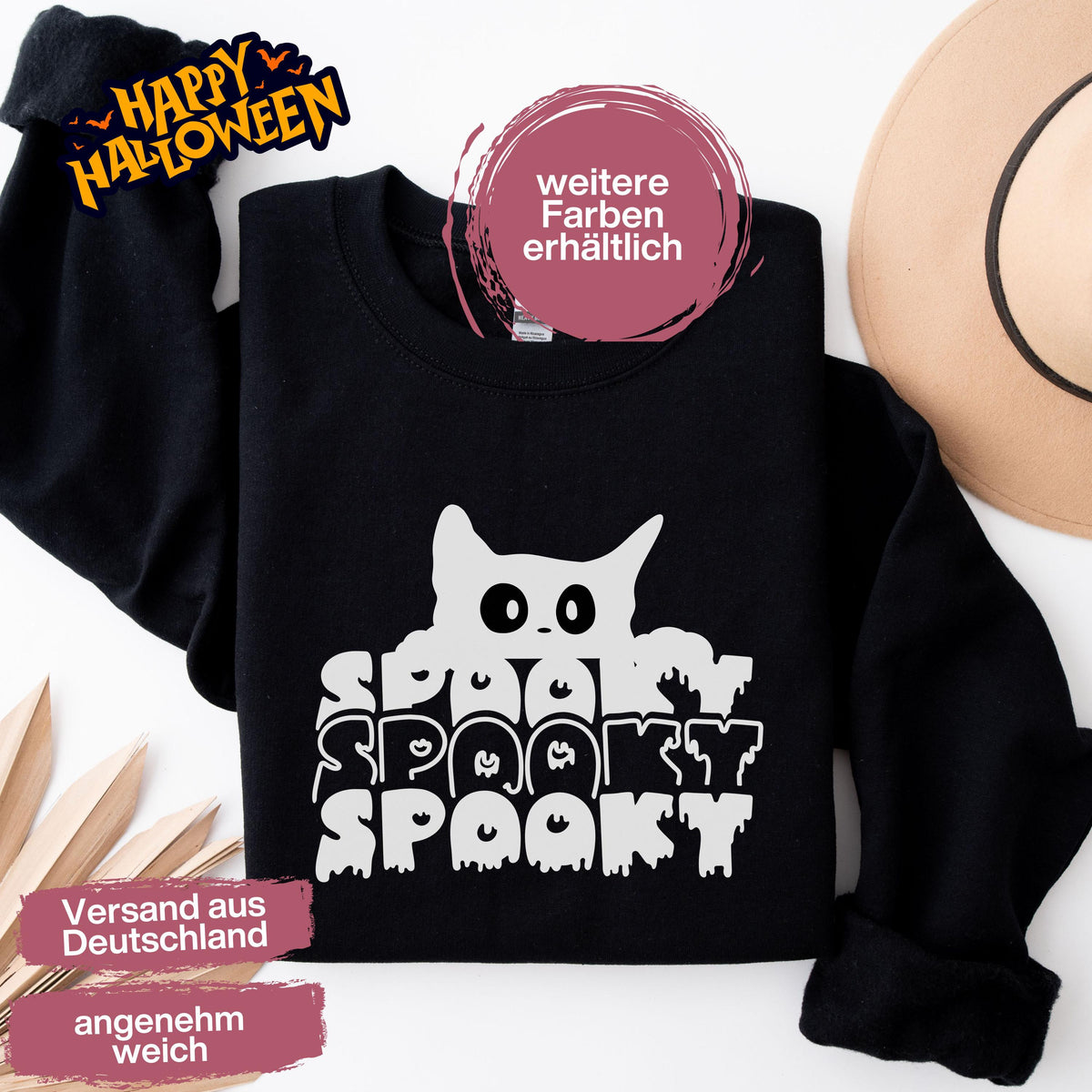 Hochwertiges Halloween Outfit für Damen und Herren – gemütlicher Halloween Pullover und Halloween Sweatshirt, ideal als Halloween Outfit Damen, Halloween Outfit Herren oder Halloween Outfit Frauen. Angesagte Halloween Sweaters und Halloween Pullis für Herbst und Party. Sweatshirts Halloween in verschiedenen Farben, auch als Kürbis Pullover Damen erhältlich. Bequemes Halloween Sweatshirt Damen und Herren – perfektes Halloween Outfit Männer. Halloween Pullover Katze Spooky Katzenliebhaber