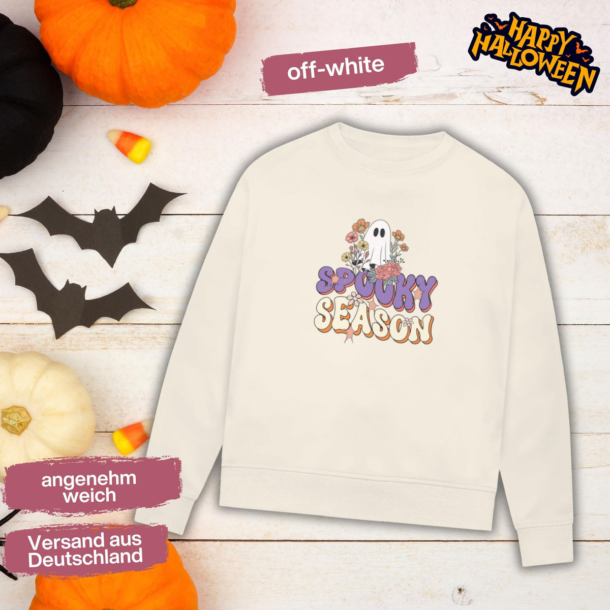 Hochwertiges Halloween Outfit für Damen und Herren – gemütlicher Halloween Pullover und Halloween Sweatshirt, ideal als Halloween Outfit Damen, Halloween Outfit Herren oder Halloween Outfit Frauen. Angesagte Halloween Sweaters und Halloween Pullis für Herbst und Party. Sweatshirts Halloween in verschiedenen Farben, auch als Kürbis Pullover Damen erhältlich. Bequemes Halloween Sweatshirt Damen und Herren – perfektes Halloween Outfit Männer. Halloween Pullover Geist Spooky Season