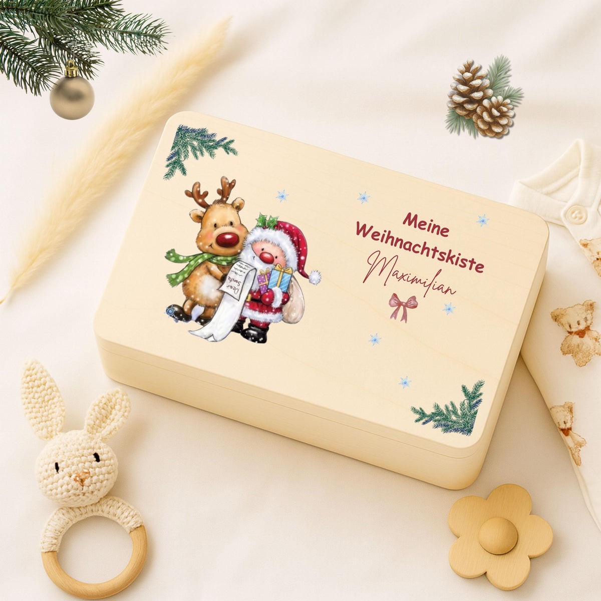 Personalisierte Adventskiste aus Holz mit Namen – hochwertige Weihnachtsbox als nachhaltige Geschenkverpackung, Aufbewahrungsbox oder DIY-Adventskalender zum Befüllen. Die Holzkiste Weihnachten bietet Platz für kleine Geschenke, Schokolade, Briefe oder Fotos und ist eine liebevolle Geschenkidee für Kinder, Familie oder Freunde. Hochwertig verarbeitet, wiederverwendbar und stilvoll – ein zeitloses, persönliches Weihnachtsgeschenk mit Erinnerungswert und festlichem Design.