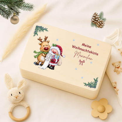 Personalisierte Adventskiste aus Holz mit Namen – hochwertige Weihnachtsbox als nachhaltige Geschenkverpackung, Aufbewahrungsbox oder DIY-Adventskalender zum Befüllen. Die Holzkiste Weihnachten bietet Platz für kleine Geschenke, Schokolade, Briefe oder Fotos und ist eine liebevolle Geschenkidee für Kinder, Familie oder Freunde. Hochwertig verarbeitet, wiederverwendbar und stilvoll – ein zeitloses, persönliches Weihnachtsgeschenk mit Erinnerungswert und festlichem Design.