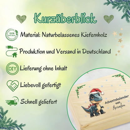 Nachhaltiger Adventskalender Holz personalisiert – Adventskiste mit Namen zum Befüllen. Diese umweltfreundliche Holzkiste Weihnachten ohne Inhalt ist wiederverwendbar und ideal für kreative Köpfe. Ob als DIY Adventskalender, Geschenkverpackung oder Aufbewahrungsbox – sie bringt Wärme und Individualität in die Weihnachtszeit. Hergestellt aus stabilem Holz, hochwertig bedruckt und langlebig, eine nachhaltige Geschenkidee Weihnachten für Familie und Freunde Adventskalender zum Befüllen Adventskiste