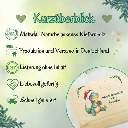 Personalisierte Adventskiste aus Holz mit Namen – hochwertige Adventskalender-Kiste Weihnachten zum Selbstbefüllen, ideal für Kinder, Eltern oder Paare. Diese Holzkiste ohne Inhalt eignet sich perfekt für 24 kleine Geschenke, Süßigkeiten, Briefe oder Deko. Nachhaltiger Adventskalender Holz personalisiert, wiederverwendbar und langlebig. Perfekt als DIY-Projekt für den Advent – dekorativ, individuell bedruckt und jedes Jahr nutzbar. Ideal als Adventskiste Holz für Familie, Kinder und Freunde