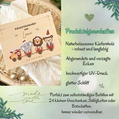 Nachhaltiger Adventskalender Holz personalisiert mit Namen – Adventskiste Weihnachten ohne Inhalt, ideal zum Selbstbefüllen. Diese wiederverwendbare Holzkiste ist robust, umweltfreundlich und ideal für kreative Familien, die ihren Advent individuell gestalten möchten. DIY-Adventskiste mit Gravur oder Druck – langlebig, hochwertig und stilvoll. Perfekt zum Befüllen mit Süßigkeiten, Briefen oder kleinen Geschenken. Personalisierte Adventskiste Holz für Familie, Kinder oder Paare