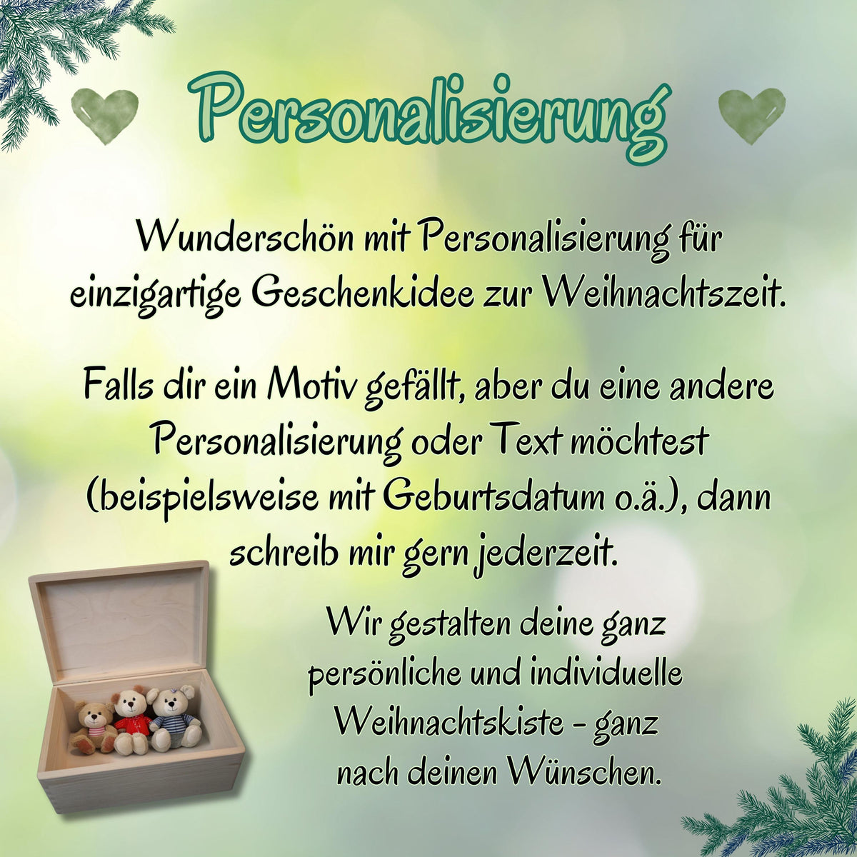 Geschenkbox Weihnachten aus Holz personalisiert mit Namen – liebevolle Weihnachtskiste für Kinder, Eltern oder Großeltern. Ideal als Adventskiste Holz oder DIY-Adventskalender zum Befüllen. Diese hochwertige Holzkiste Weihnachten ist perfekt als nachhaltige Geschenkverpackung, Weihnachtsüberraschung oder Deko-Element im Wohnzimmer. Eine individuelle Geschenkidee für alle, die Weihnachten kreativ und persönlich gestalten möchten. Besondere Weihnachtsmomente für dein Kind personalisiert