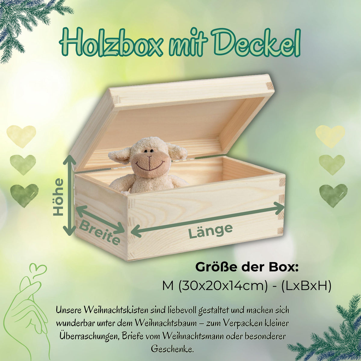 Weihnachtsgeschenk Holzkiste personalisiert mit Namen – perfekte Geschenkbox Weihnachten für Familie, Kinder und Freunde. Diese nachhaltige Holzkiste eignet sich als Adventskiste, DIY-Adventskalender oder Aufbewahrungsbox für festliche Überraschungen. Mit viel Liebe gestaltet und hochwertig bedruckt, ist sie eine langlebige, stilvolle Alternative zur klassischen Geschenkverpackung. Ideal für Weihnachtsgeschenke, Deko oder kleine Aufmerksamkeiten in der Adventszeit.