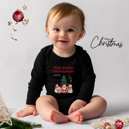 Weicher Babybody Langarm mit Personalisierung – perfekt für das erste Weihnachtsfest. Der Body überzeugt durch seine hochwertige Verarbeitung, den angenehmen Tragekomfort und den liebevollen Aufdruck „Mein erstes Weihnachten“. Mit Namensdruck wird er zu einem persönlichen Erinnerungsstück und eignet sich wunderbar für Familienfotos, Feiern oder als Geschenkidee für Eltern, Paten und Großeltern.Ideal als Weihnachtsgeschenk für Eltern oder Großeltern, als Outfit für Fotoshootings