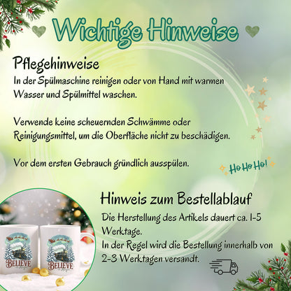 Weihnachtstasse mit nostalgischem Zug, Weihnachtsmann im Schlitten und verschneiten Tannenbäumen, Keramiktasse mit liebevollem Weihnachtsmotiv, Geschenkidee Weihnachten für Frauen, Männer, Freunde und Familie, hochwertiger Winterbecher Believe in Magic, ideal als kleines Weihnachtsgeschenk, Nikolaustasse oder festlicher Kaffee- & Teebecher, spülmaschinenfest, mikrowellengeeignet und mit langlebigem Druck für die Weihnachtszeit. Weihnachtstasse mit Zug, Weihnachtsgeschenk Tasse Keramikbecher