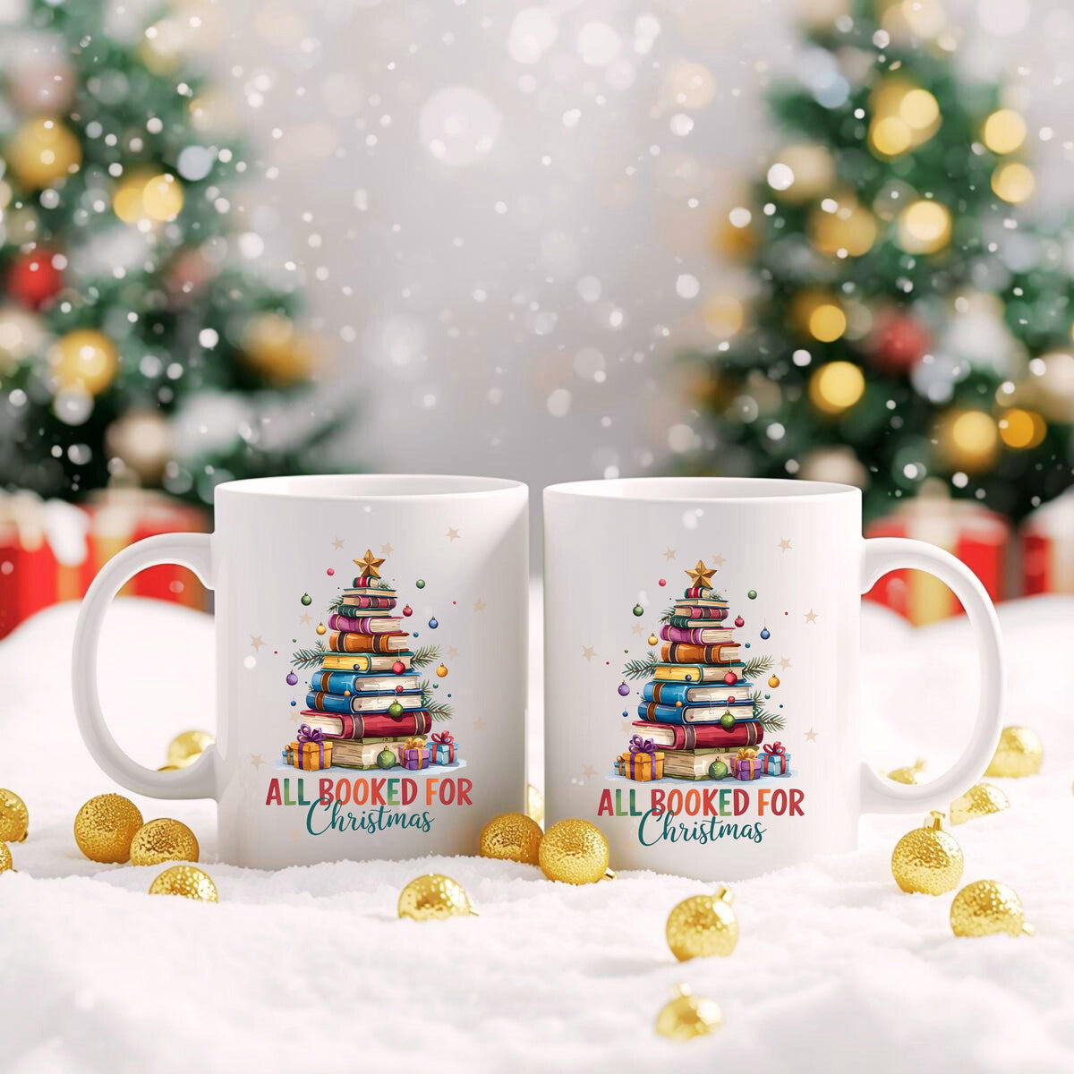 Witzige Weihnachtsgeschenk Tasse mit Bücher-Stapel und Spruch „All Booked for Christmas“. Perfekt für Buchliebhaber, Leseratten und Vielleser. ideal als tasse mit spruch für Frauen Männer als kaffeetasse mit Spruch für Kollegin oder Freundin, oder als lustige tasse Weihnachten. Auch als Wichtelgeschenk, kleines Geschenk zu Weihnachten oder Nikolausgeschenk geeignet. Für Literaturfans, Bibliophile und Tee- oder Kaffeeliebhaber. Keramikbecher mit Humor für gemütliche Lesestunden in der Winterzeit.