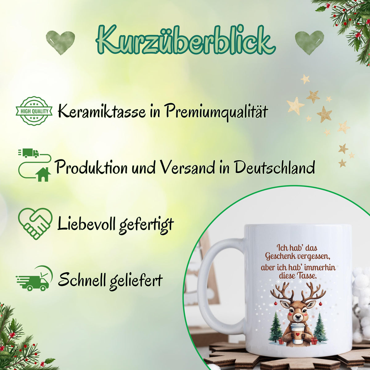 Lustige Weihnachtstasse mit Spruch | Rentier Tasse Weihnachten Geschenk Kollegin Freund Familie | Weihnachtsbecher | Wichtelgeschenk Winter