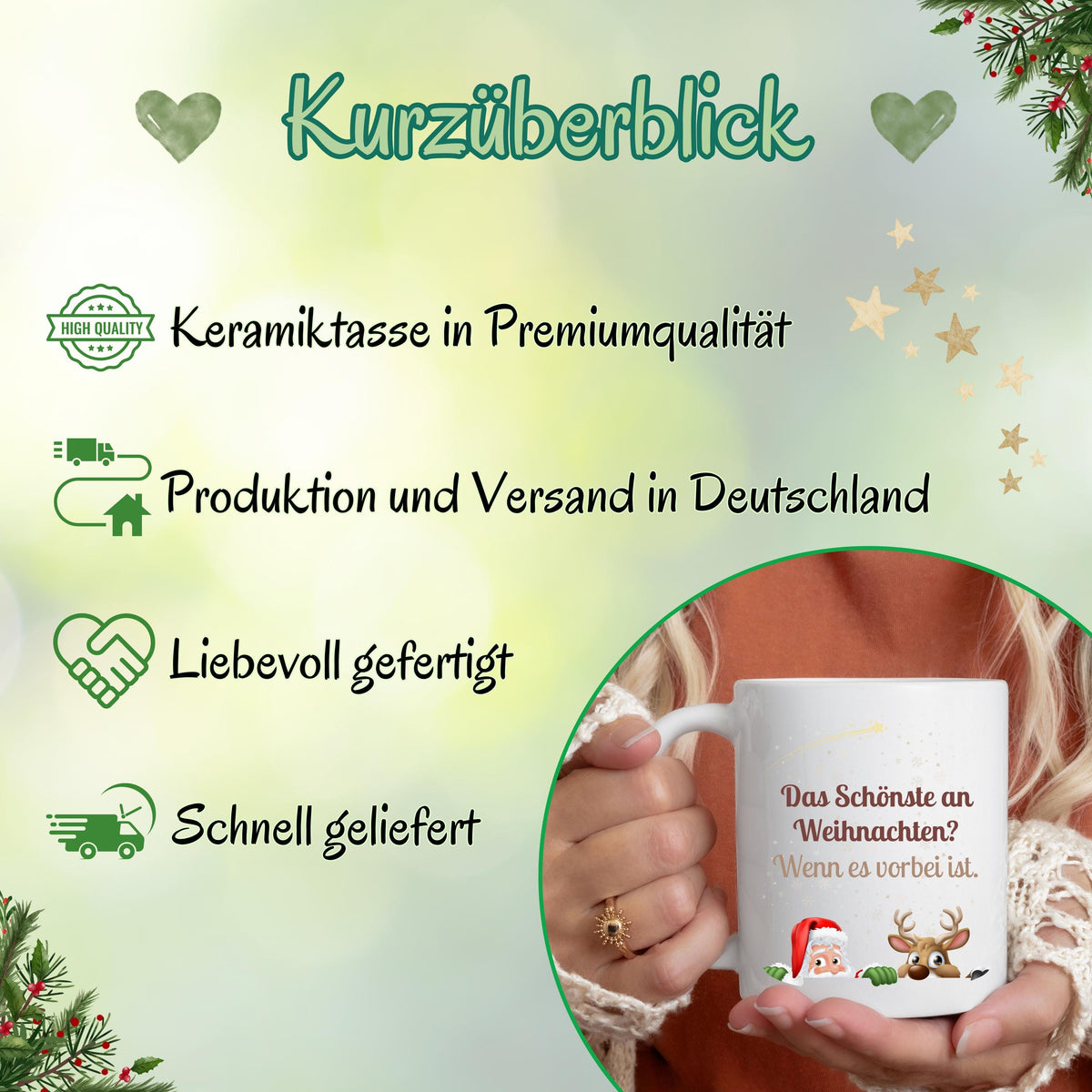 Anti-Weihnachtstasse mit Spruch | Lustige Tasse Weihnachten Geschenk Freund Kollegin Familie | Weihnachtsbecher Rentier | Wichtelgeschenk
