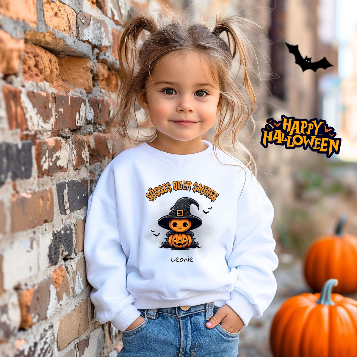 Halloween T-Shirt oder Sweatshirt für Kinder – perfekt für „Süßes oder Saures“! Mit diesem Shirt oder Pullover in Schwarz oder Weiß ist dein Kind ideal für Halloween gekleidet. Das niedliche Design eignet sich für Jungen & Mädchen, ob für Halloween-Partys, im Kindergarten oder als besonderes „Mein erstes Halloween“ Outfit. Ideal auch als Langarm Shirt für kühlere Herbsttage. Diese Halloween Kleidung für Kinder ist ein echtes Must-have für kleine Gruselfans und sorgt für schaurig-schöne Momente!