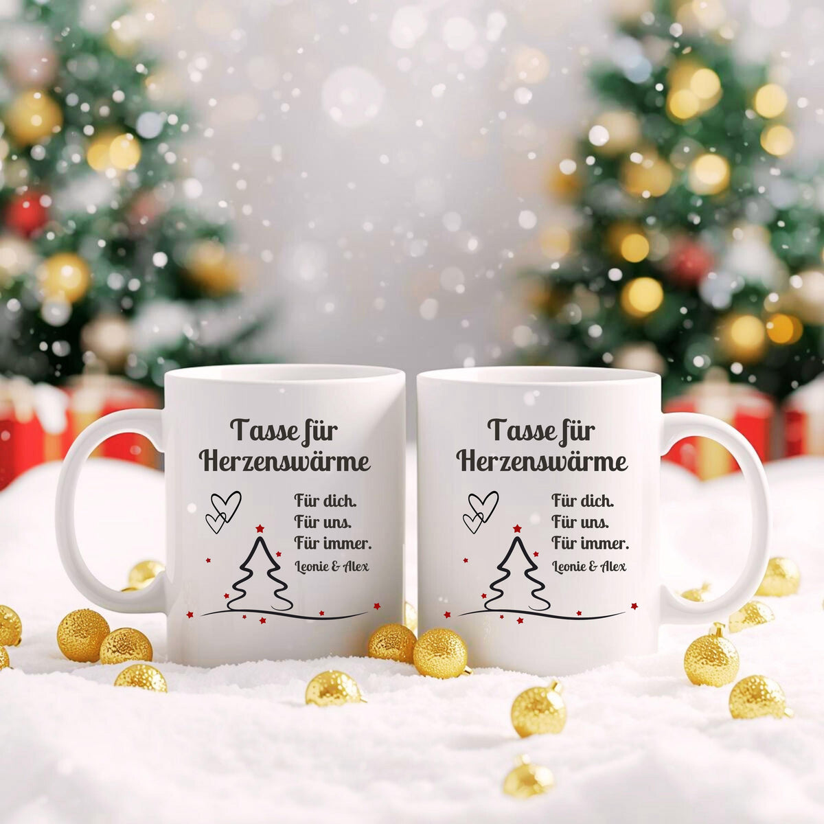 Personalisierte Weihnachtstasse mit Spruch „Tasse für Herzenswärme“ und niedlichem Schneemann-Paar Motiv. Geschenkidee Weihnachten für Paare, Partner, Freundin oder Freund. Wintertasse mit Namen individuell personalisierbar. Keramiktasse Weihnachten für Verliebte oder als romantisches Weihnachtsgeschenk. Lustige Pärchentasse für die Adventszeit, ideal auch als Wichtelgeschenk oder kleine Aufmerksamkeit für den Lieblingsmenschen.