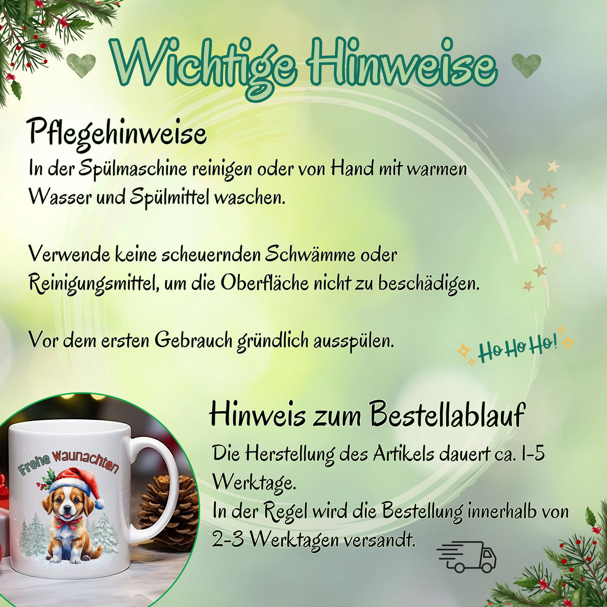 Lustige Weihnachtstasse mit Hundemotiv und Spruch „Frohe Waunachten“ – perfekt als Weihnachtsgeschenk für Hundefreunde, Kollegen, Familie oder Freunde. Die Keramiktasse zeigt einen süßen Welpen mit Weihnachtsmütze, Geschenk und Tannenwald – ideal für den Advent, Nikolaus oder als Wichtelgeschenk. Geschenkidee für Hundebesitzer zu Weihnachten. Hochwertiger Druck, langlebig und farbenfroh. Wintertasse für Kaffee, Tee, Kakao oder Glühwein mit liebevollem Hundedesign und festlicher Stimmung.