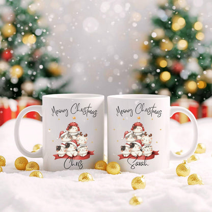 Personalisierte Weihnachtstasse Katzen | Tasse Weihnachten Geschenk mit Name | personalisierte Tasse für Katzenliebhaber | Wintertasse Katze