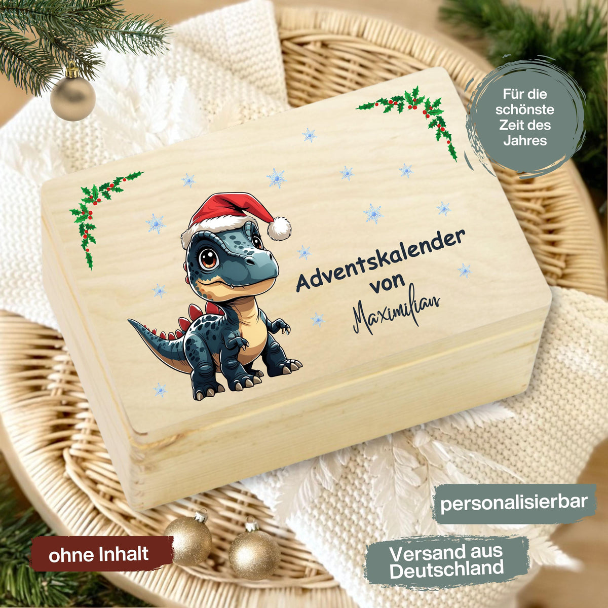 Nachhaltiger Adventskalender Holz personalisiert – Adventskiste mit Namen zum Befüllen. Diese umweltfreundliche Holzkiste Weihnachten ohne Inhalt ist wiederverwendbar und ideal für kreative Köpfe. Ob als DIY Adventskalender, Geschenkverpackung oder Aufbewahrungsbox – sie bringt Wärme und Individualität in die Weihnachtszeit. Hergestellt aus stabilem Holz, hochwertig bedruckt und langlebig, eine nachhaltige Geschenkidee Weihnachten für Familie und Freunde Adventskalender zum Befüllen Adventskiste