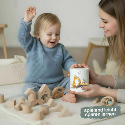 Spardose Fahrzeuge personalisiert mit Namen | Kinderspardose Junge | Geschenk Geburt