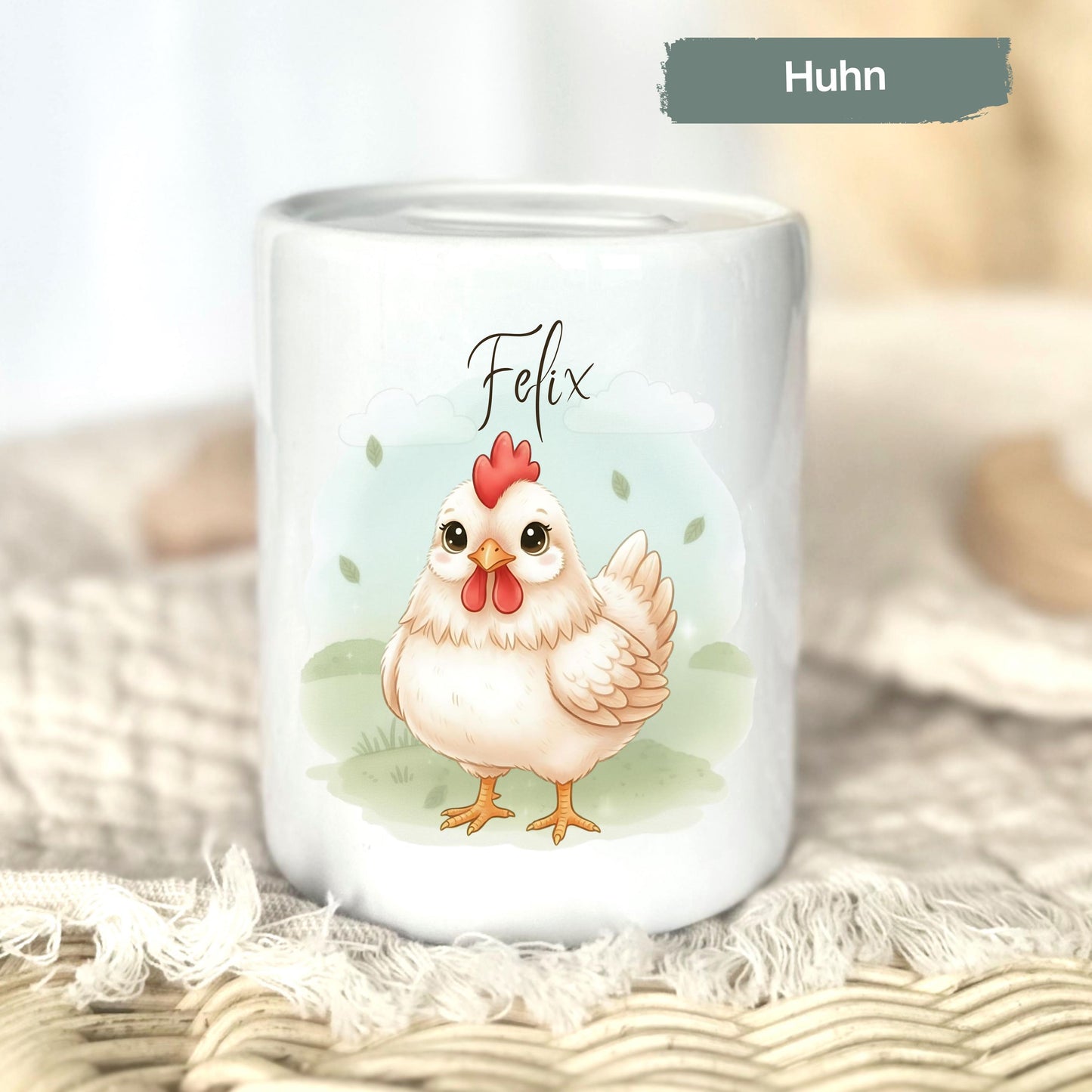 Spardose Tiere personalisiert mit Namen | Kinderspardose Bauernhof | Geschenk Geburt Taufe Geburtstag Weihnachten