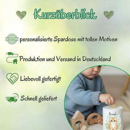 Spardose Tiere personalisiert mit Namen | Kinderspardose Bauernhof | Geschenk Geburt Taufe Geburtstag Weihnachten