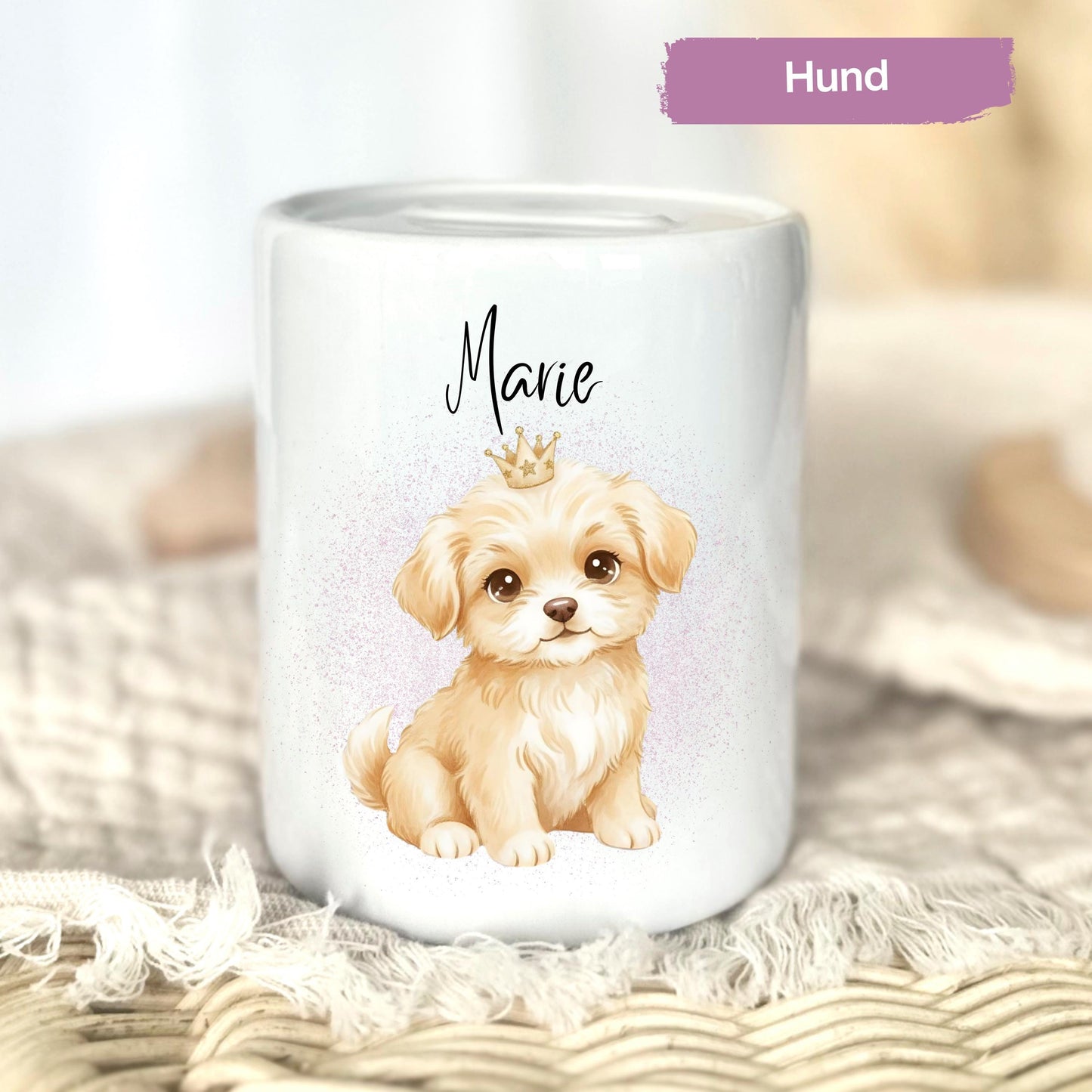 Spardose Mädchen personalisiert mit Namen | Kinderspardose Einhorn Prinzessin | Geschenk Geburt Taufe Geburtstag