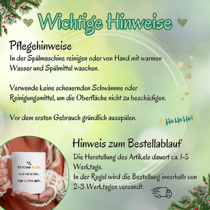 Lustige Anti-Weihnachten Tasse aus Keramik mit schwarzem Schriftzug „Ich hasse Glitzer. Und Menschen. Aber Kaffee geht.“ – originelles Weihnachtsgeschenk für Kaffee-Liebhaber, Weihnachtsmuffel und Kolleginnen mit trockenem Humor. Perfekt als witzige Nikolausidee, Geschenk für die Kollegin, Glühweintasse, witziges Wichtelgeschenk oder kleine Geschenkidee zu Weihnachten. Für alle, die Weihnachten nicht feiern, aber Kaffee lieben – ideal als Becher für Büro, Homeoffice oder Adventskalender.