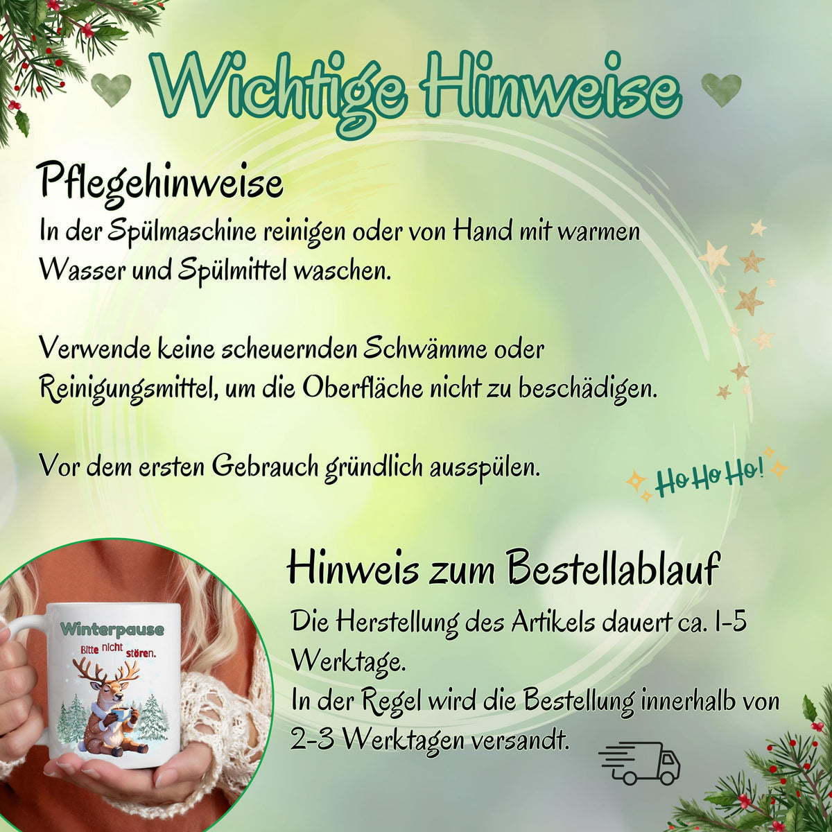 Lustige Weihnachtstasse mit Rentier-Motiv und Spruch „Winterpause – Bitte nicht stören“ als originelles Weihnachtsgeschenk für Männer, Frauen, Kollegin, Kollegen, Freund oder Freundin. Wintertasse aus Keramik mit Weihnachtsmotiv – ideal als Geschenkidee Weihnachten, Wichtelgeschenk, Nikolausgeschenk oder kleines Geschenk für die Adventszeit. Perfekt als Glühweintasse, Kaffeetasse oder Teetasse für Büro oder Zuhause. Hochwertiger Druck, beidseitig bedruckt, spülmaschinengeeignet.